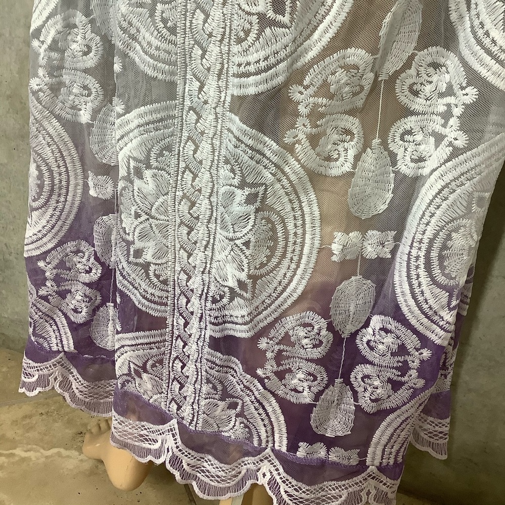 🌸 KIMONO ROBE CARDIGAN BELL SLEEVE OMBRE LOUNGE DUSTER MAXI LONG LACE FLARE - Picture 12 of 13